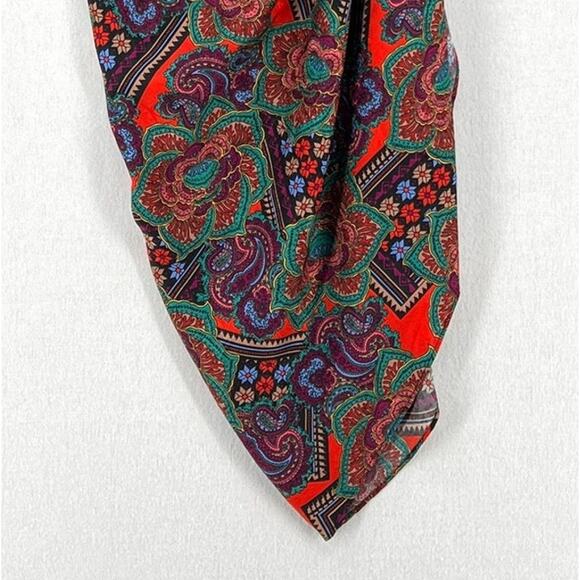 VERONICA BEARD Ari Ruched Midi Skirt Womens 10 Red Paisley Floral Print Slip - Picture 9 of 16